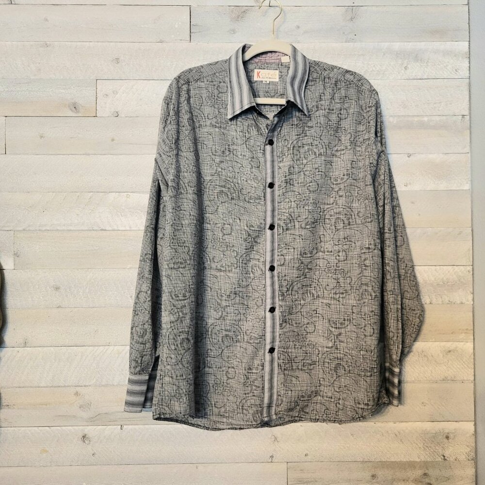 Kafe Style of Distinction Men's Shirt Graphic Button Up Artsy Hipster Boho.